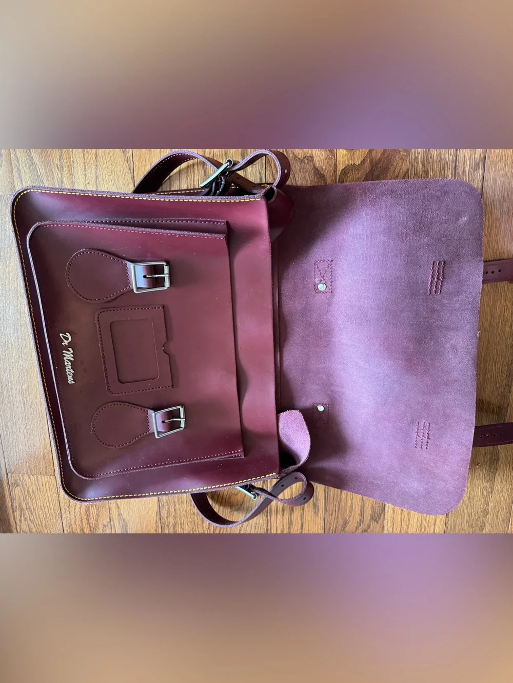 Dr Martens 15 Inch Cherry Red Leather Satchel Laptop Bag EUC